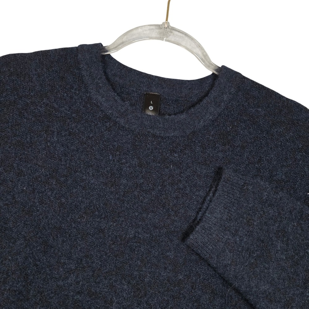 Lululemon Men Large Alpaca Merino Wool Blend Crewneck Sweater Navy Blue LM3ENIS